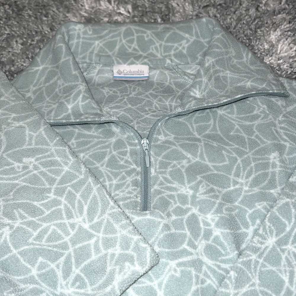 COLUMBIA pullover half zip fleece sweater women’s sz Small light teal 💚💙 EUC - Picture 2 of 11